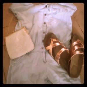 Light Blue Guess Off The Shoulder Romper Size 12